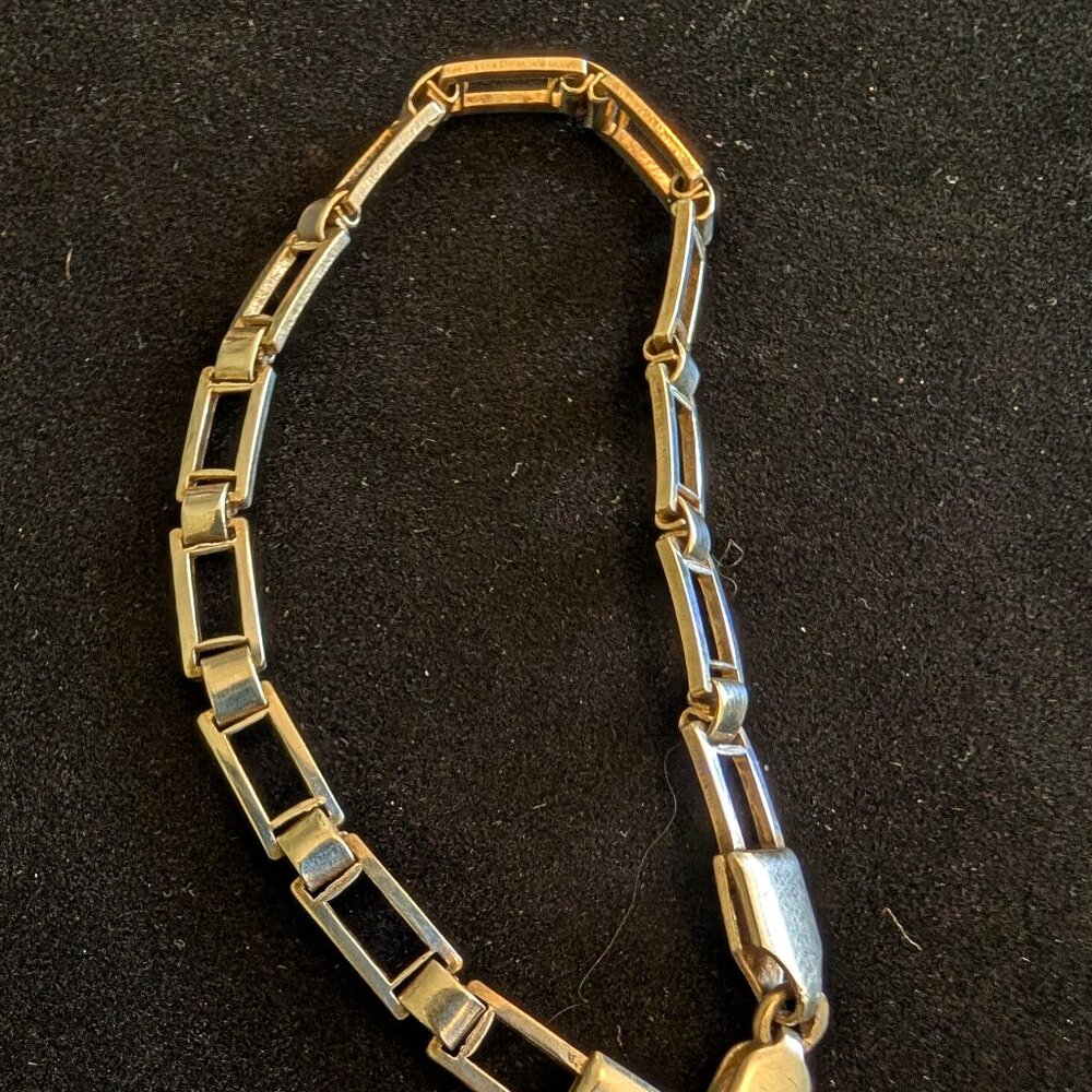 Women's Vintage Sterling Silver Rectangle Link Bracelet 7"